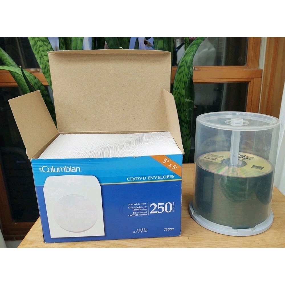 Blank Cd's and Cd Sleeves Partial Containers Verbatim Office Depot NEW In Box